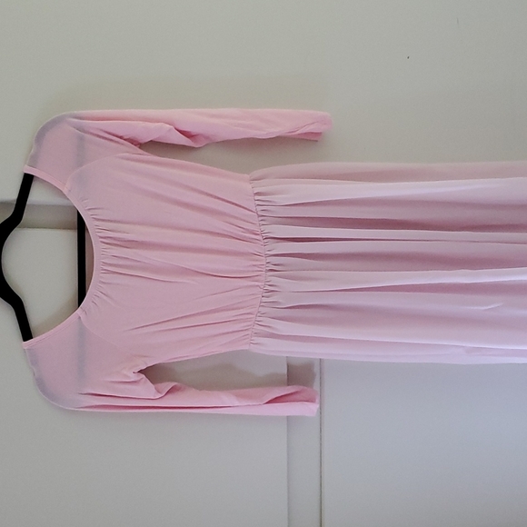 Maternity Dress Off Shoulder Long Sleeve Split Front Chiffon Gown - Picture 3 of 5